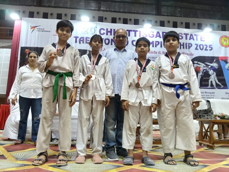 राज्य स्तरीय ताइक्वांडो प्रतियोगिता में “बिलासपुर को ताइक्वांडो क्लब” के 5 खिलाड़ियों ने पदक जीता